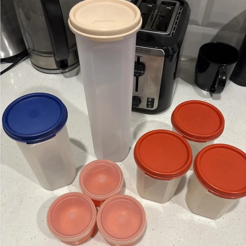 Tupperware Modular Mates Circular With Lids, Spaghetti, Snack cup Bundle Set